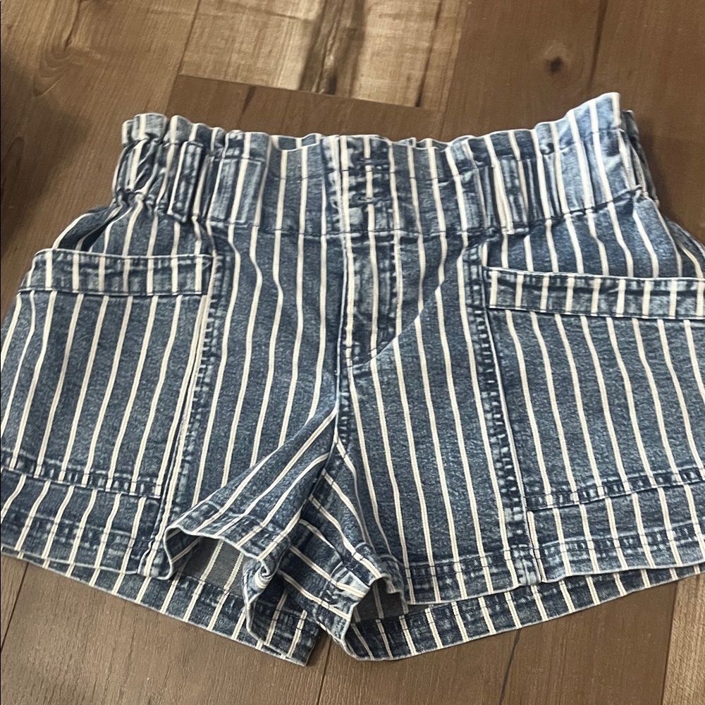 Maurices Blue and White Striped High Waist Shorts